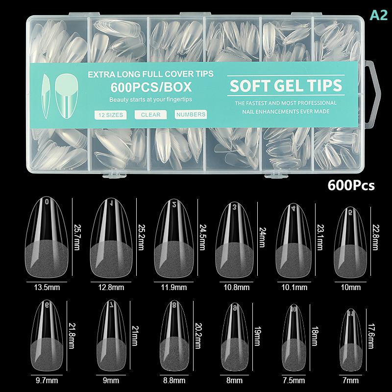 240/600Pcs Short Coffin Nail Tips Half Matte False Tips Full Cover Soft Gel Coffin Shaped Acrylic Nail Tips Clear