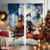 2pcs 2D flat printing Christmas Drapes Day Christmas Train Scene Fabric Without Electricity Party Decorations Perfect for