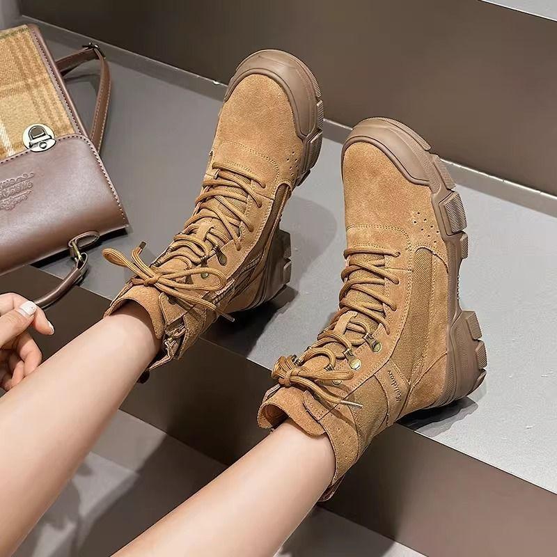 

Martin boots women s spring thick-soled suede camping tactical tooling boots outdoor hiking shoes machine cycling 40