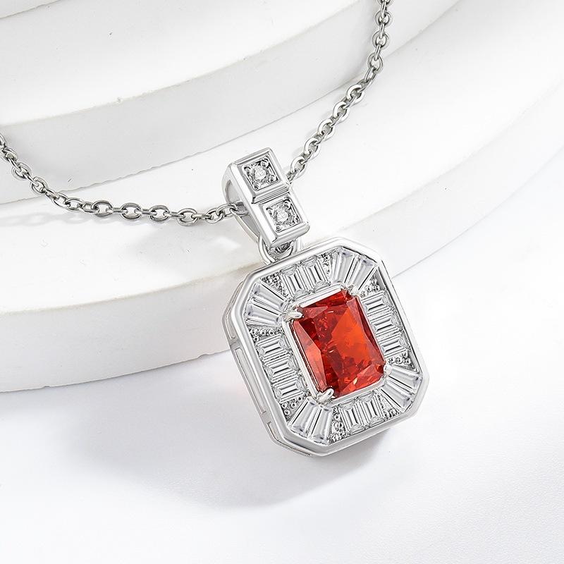 2026 Colored Treasure Ice Flower Cut No Matter Brand Necklace Super Flash High Carbon Diamond Plated Real Gold Pendant