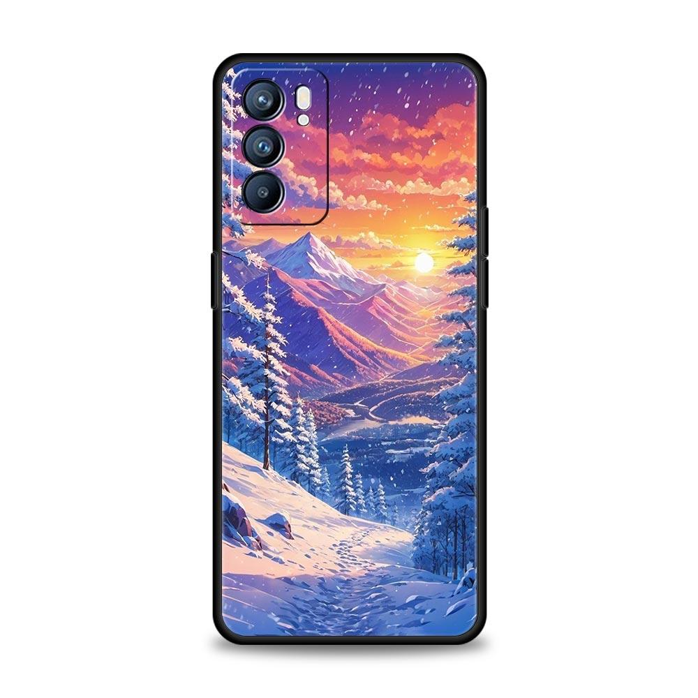 Landscape Winter Light Snow Case For Oppo Reno13 Reno12 Reno11 F Reno10 Pro A54 5G Find X5 A53 A52 A9 A17 4G A79 A80 A98 Cover