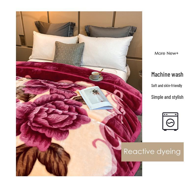 Double-Layer Thickened Raschel Blanket - Super Soft Anti-Static Fleece for Autumn/Winter, Perfect Wedding Gift.