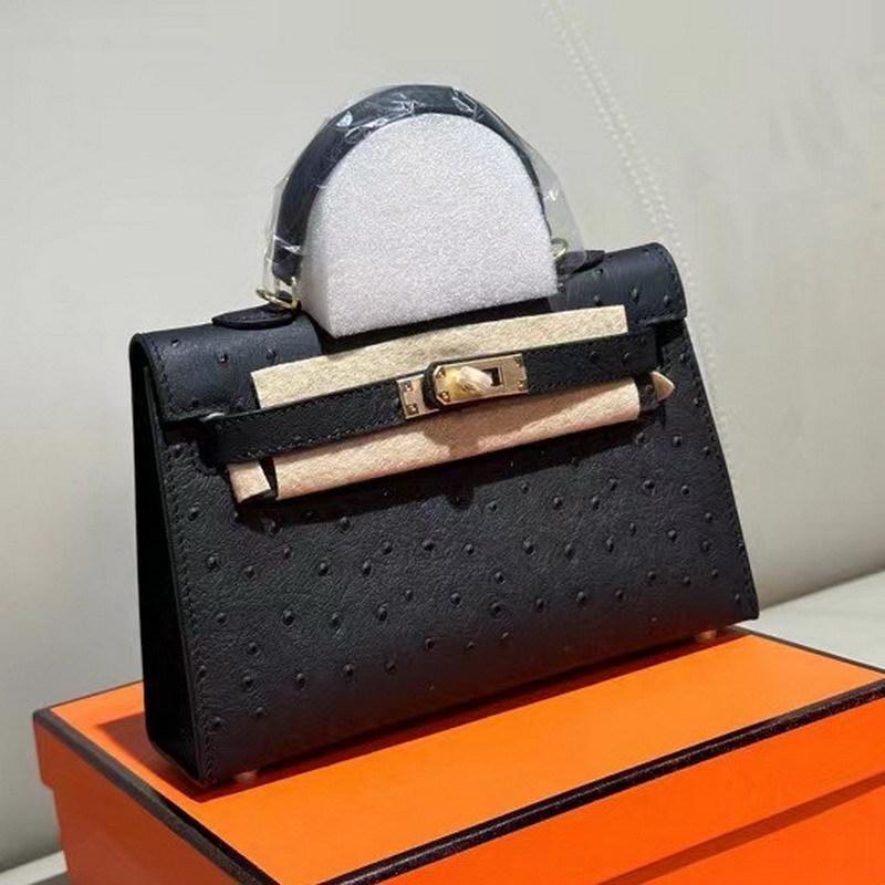 2026 Neue Leder-Damenhandtasche erste Schicht Straußenmuster Rindsleder erste und zweite Generation tragbar Einzel schulter schräg über tragbar Damenhandtasche