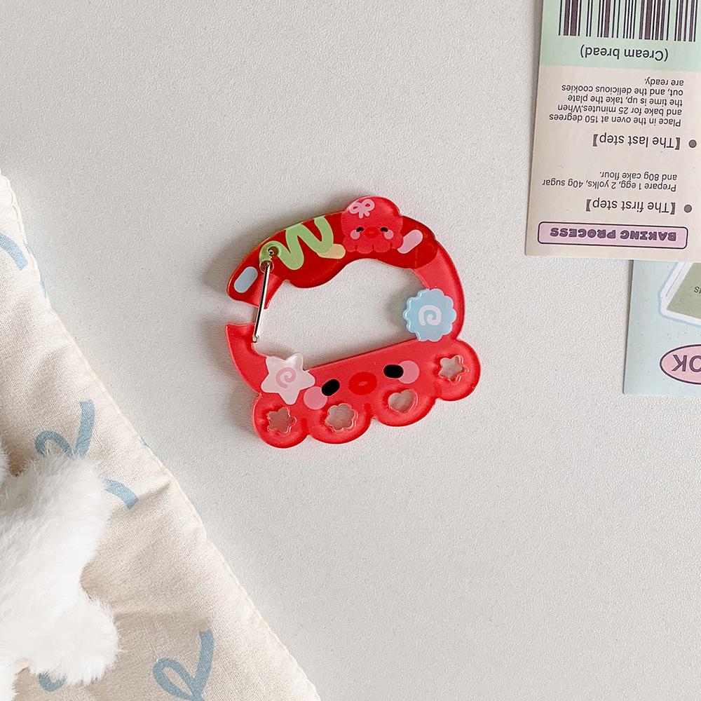 Kawaii Ins Style Acrylic Keychain Holder Cartoon Fruit Cupcake Star Shaped Bag Pendant Hook Cute Korean Style Key Hanging Decor