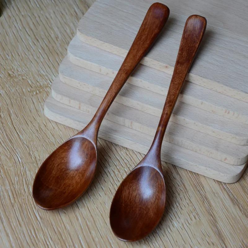 Wooden Spoon Soup Spoon and Fork Eco Friendly Products Tableware Natural Ellipse Ladle Spoons for Cooking Kicthen Accessories