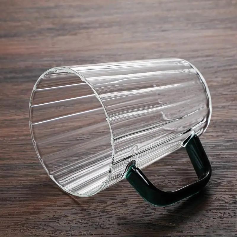 

1 шт. 200 мл 350 мл Высокое боросиликатное прозрачное стекло термостойкая чашка для чая кунг-фу ледяной кофе однослойная кружка для домашнего офиса посуда для напитков green handle