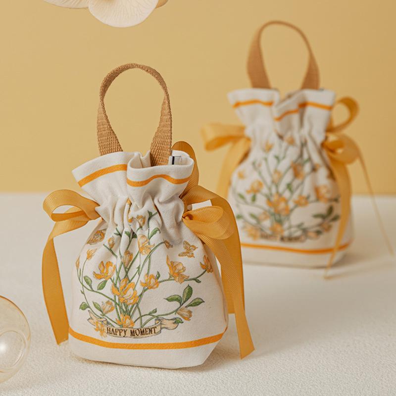 5Pcs Fresh Flower Bags Wedding Gift Bags Sweet Bags With Handles Multi-Functional Drawstring Pouches Durable And Beautiful