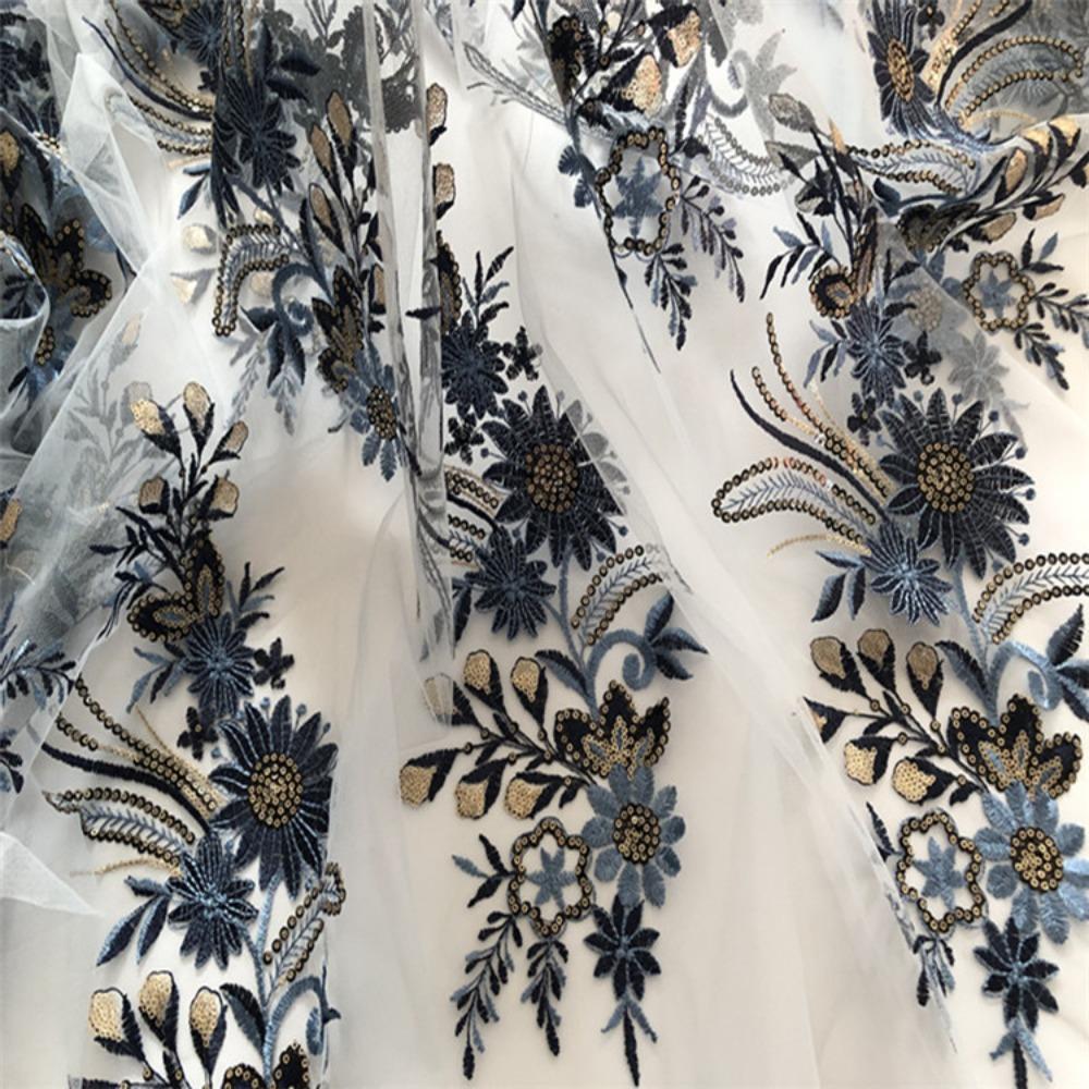 Elegant Embroidery Flower Lace Patch Sequin Clothing Decoration Patch  Fabric Crafts