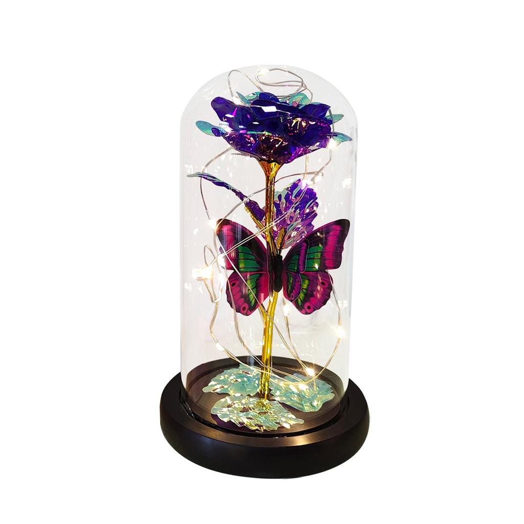 1PC Artificial Rose Flowers Glass Rose LED Light Galaxy Rose Gift For Valentine's Day