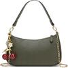 Schwarze Umhängetasche für Damen Niedliche Hobo Kirsch-Geldbörse Retro-Clutch Unterarm-Handtasche mit abnehmbaren Riemen