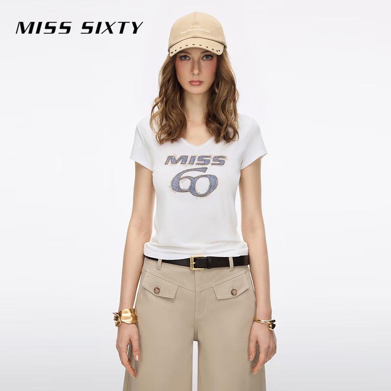 MISS SIXTY V-Neck Slim Fit Hemp Blend T-Shirt M