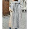 Women's Full-Length Faux Raccoon Fur Coat Lapel Open Front Warm Winter Maxi Outerwear