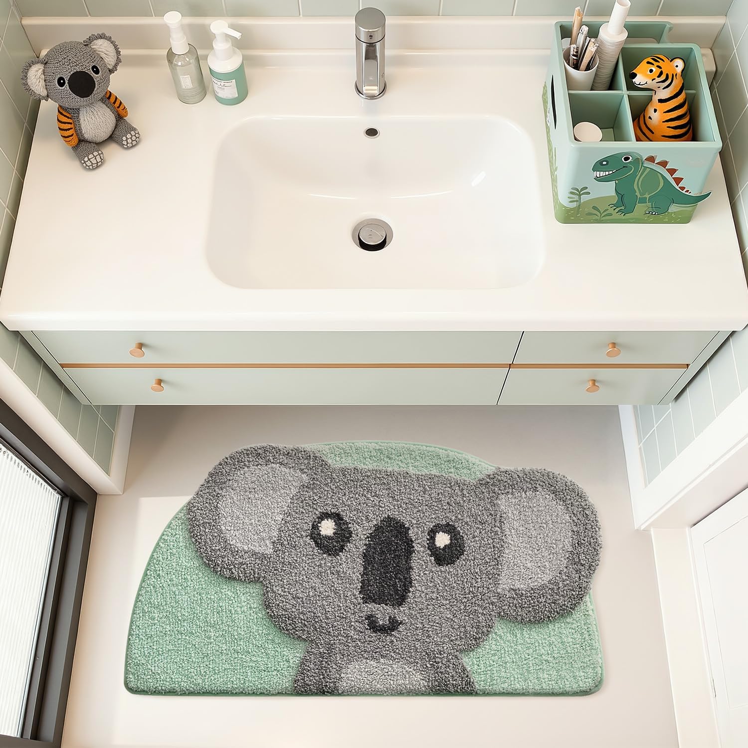 

VIKAMA Cartoon Animal Wool-Like Carpet for Children s Bedroom Soft Area Rug Anti-Slip Bathroom Floor Mat Home Decoration 40x60cm 16x24inch