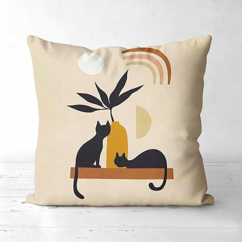 

Minimalist Abstract Cat Pattern Decorative Throw Pillow Cover D Printed Polyester Sofa Cushion Case for Modern Home Decor 40cmx40cm