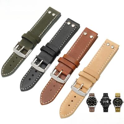 20mm 22mm Genuine Leather Watch Strap for Men Compatible with Hamilton Navy Field Khaki Eternal Jazz Smart Watch Strap