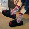 26 Year Of The Horse Red Socks Women'S Autumn And Winter New Japanese Bow Lace Cotton Socks Birthday New Year Red Stacking Socks