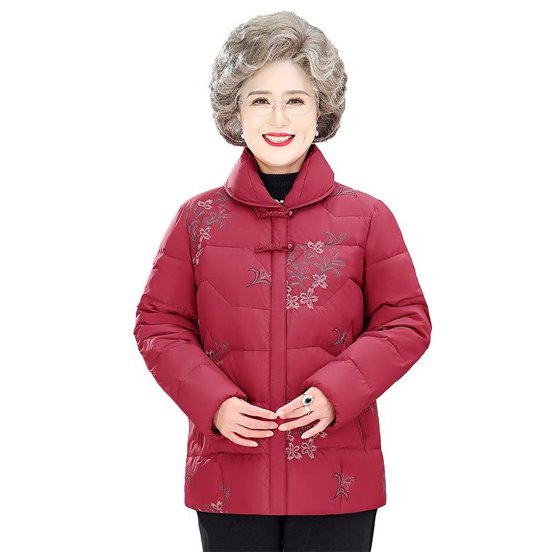 Thickened Short Down Jacket for Elderly Women – Cozy Winter Coat for Grandma
