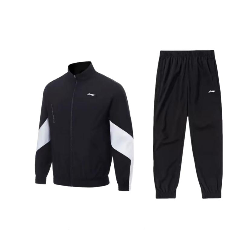 

Li-Ning American Style Versatile Logo Print Stand Collar Loose Fit Zip Long Sleeve Elastic Waist Pants Casual Sports Suit AFDT385-6+AYKR461-1 M