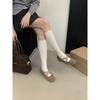 Woolen gray inner height increase single shoes with skirt Mary Jane shoes ballet French shoes spring and autumn soft women's shoes