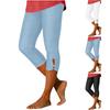 Women's Casual -Color Slim-Fit Denim-Look Cropped Pants