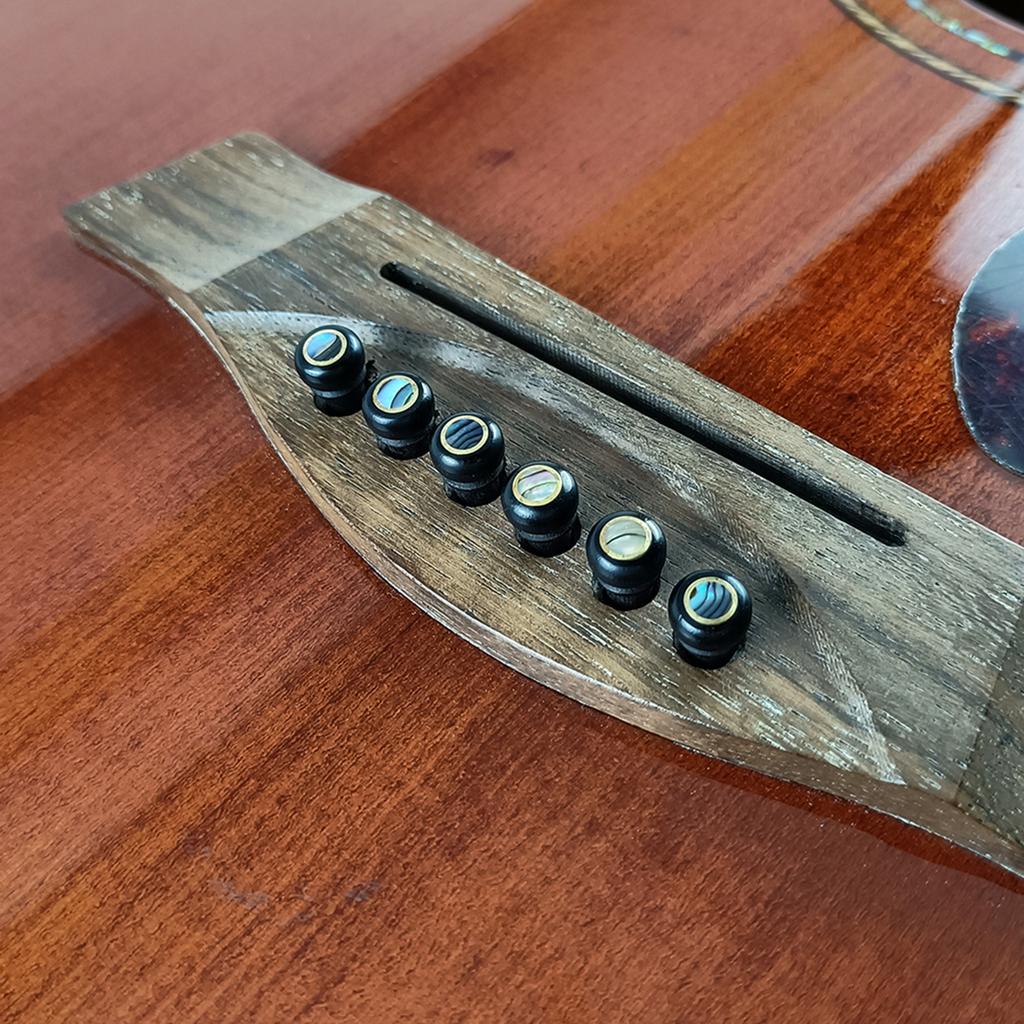 Ebony Guitar Bridge Pins with Bridge Pin Puller Set Bass Guitar Bridge Pegs Stringed Instruments String Nail Remover