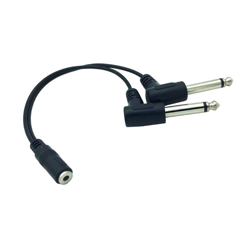 

TRS Stereo 3.5mm Female Jack to Dual 6.35mm Male Plug Mono TS Right Angle Audio Adapter Y Splitter Cable Mixer Cable 1