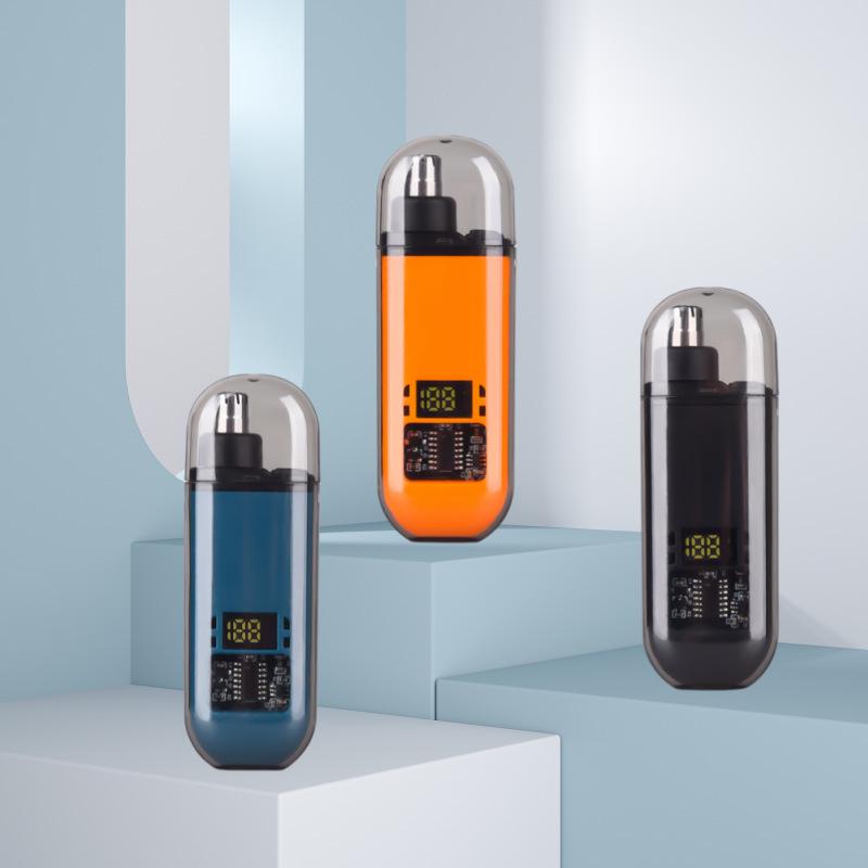 Compact Digital Nose Hair Trimmer with Washable Cutter Head and Display.