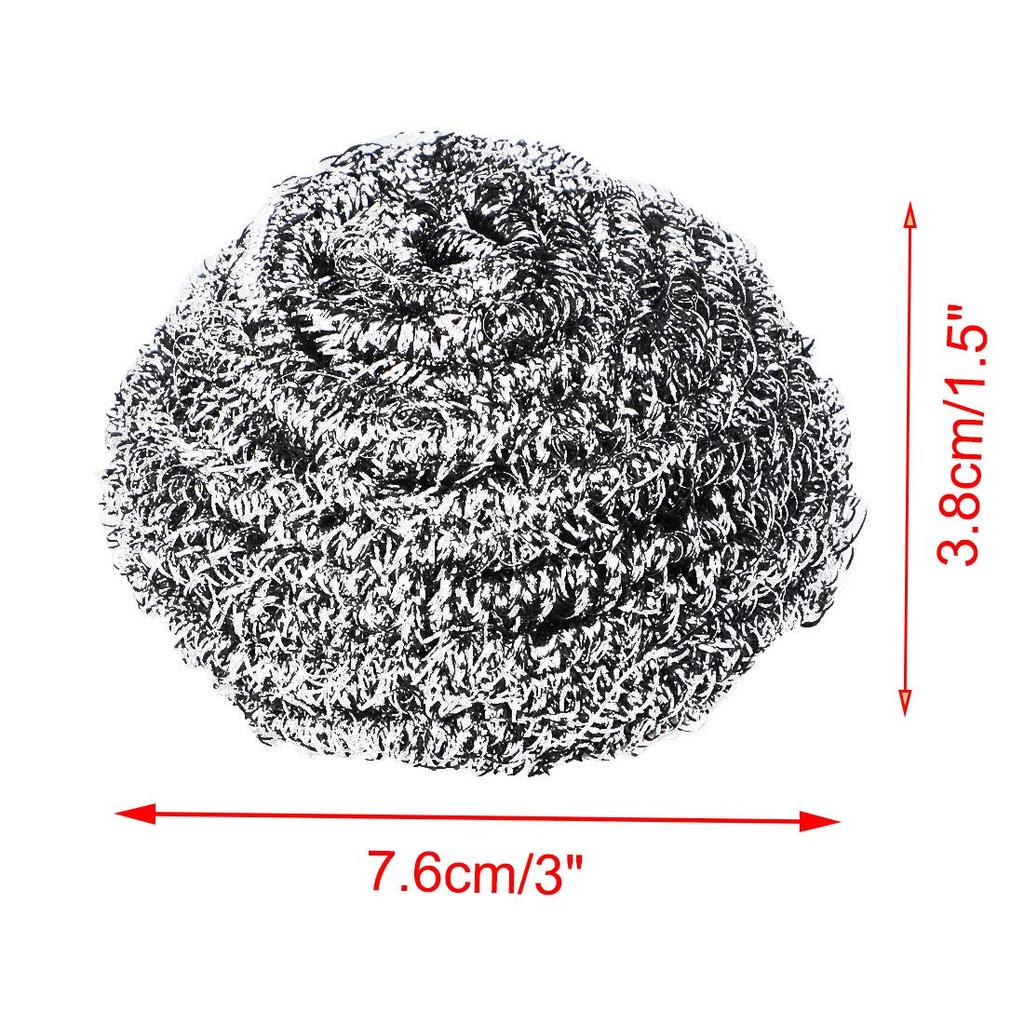 Uxcell Draht-Scheuerbürste Küche Stahldrahtkugel Edelstahl-Scheuerschwamm Küchenkochtopf Pfannenpad Kochgeschirrreinigung Silberton 76x38mm 5 Stück,