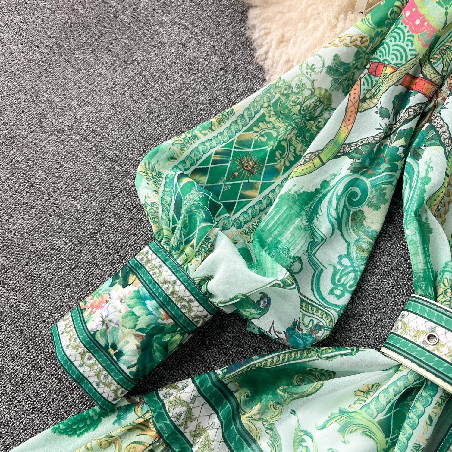 Богемное шифоновое зеленое платье макси — фото 3