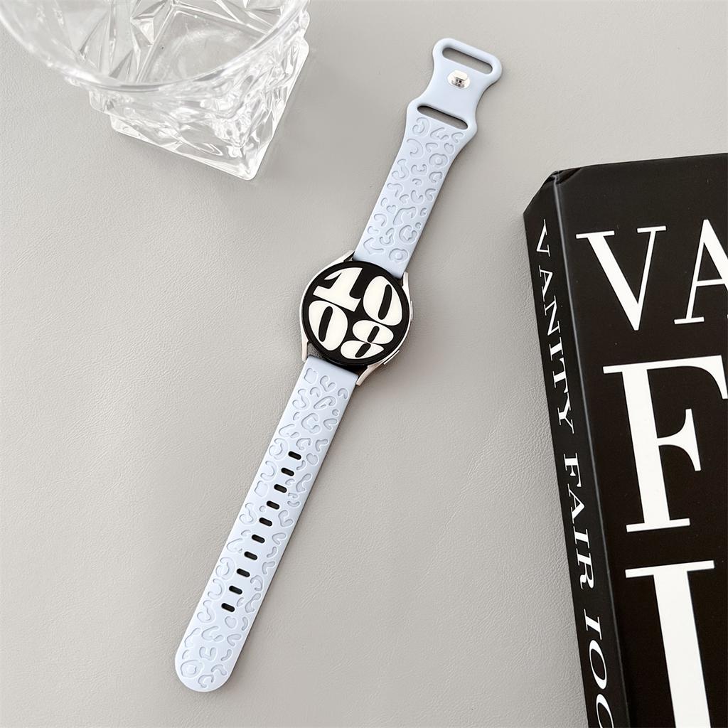 20mm 22mm Leopard Engraved Band for Samsung Galaxy Watch 6 5 4 40mm 44mm Gear S3 Silicone Cute Strap 6Classic 43mm 47mm Active 2