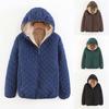 Women Coat Solid Color Hooded Plush Thicken Winter Jacket for Work