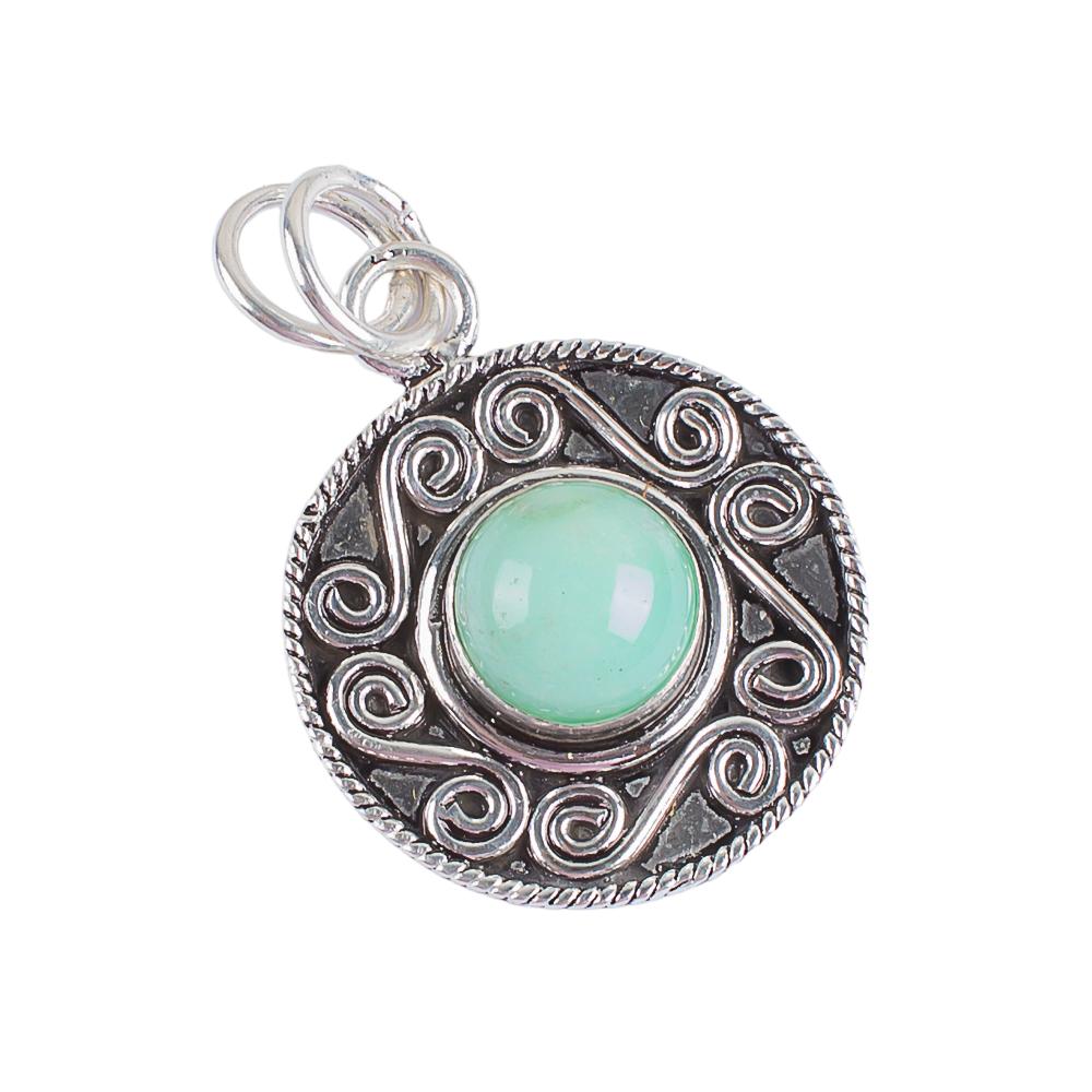 Natural Chrysoprase Gemstone 925 Sterling Silver Handmade Customized Pendant 1.2" For Birthday Gift PP-28-18