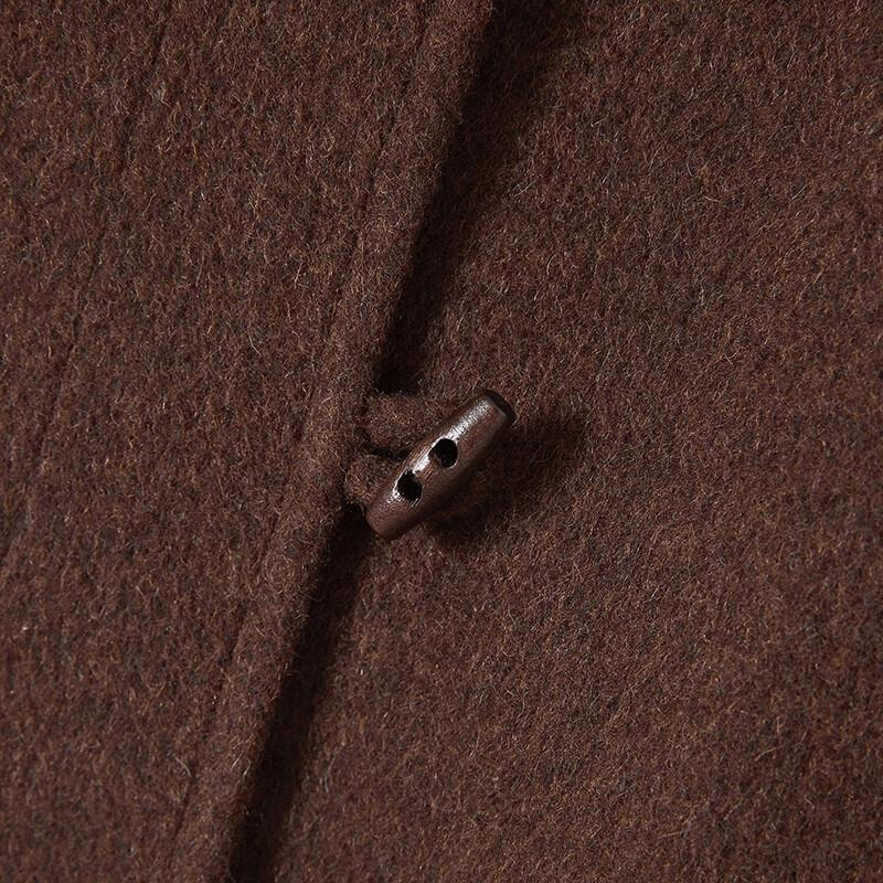 Damen Wintermantel aus reiner Wolle mit Rundhalsausschnitt und doppelseitiger Verarbeitung