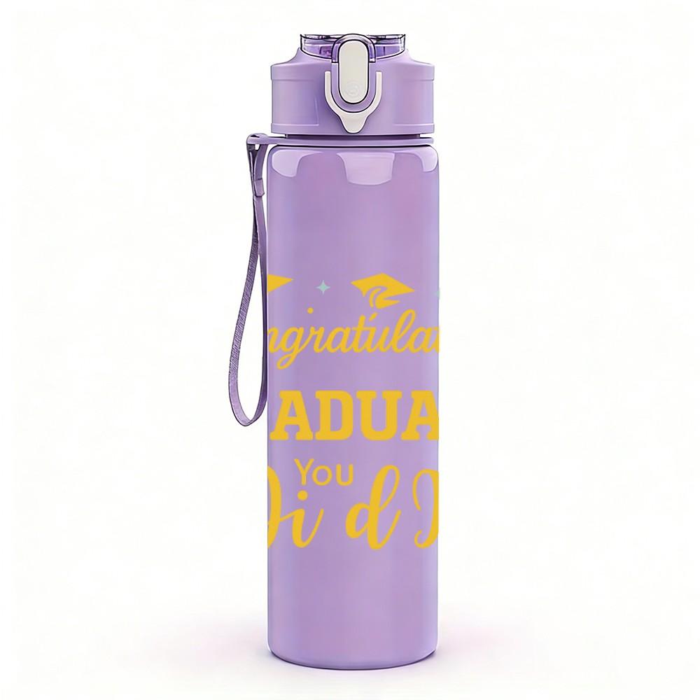 1PC Congratulations Graduate Text 750ml Color Plastic Sports Water Bottle Leakproof Flip Straw Lid Suitable for Sports Office Home Use