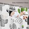 Black Desert Shower Curtain - Cute Hand Drawn Cactus & Geometric Design, Waterproof Polyester Fabric With Hooks, Bath Decor
