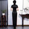 Cheongsam podyum havası zarif performans kıyafeti yeni sonbahar ince geliştirilmiş elbise kadın retro cheongsam