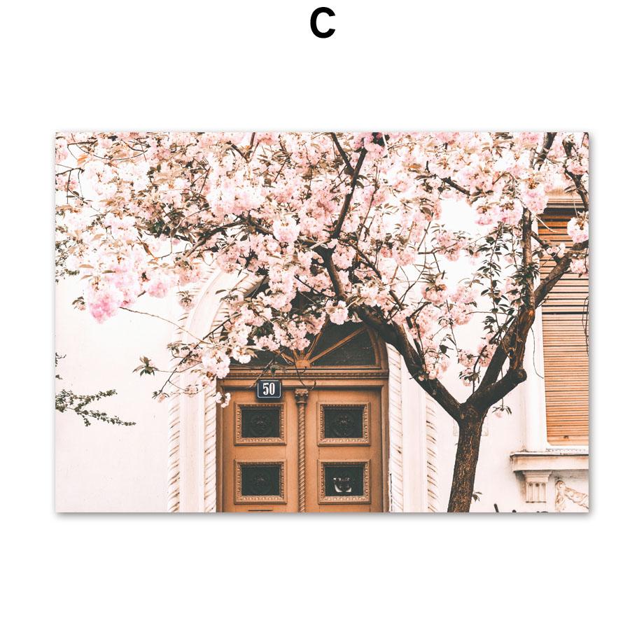 Santorini Hellas Øy Egeerhavet Sakura Veggkunst Lerretsmaleri Nordiske Plakater og Trykk Veggbilder for Stuedekor