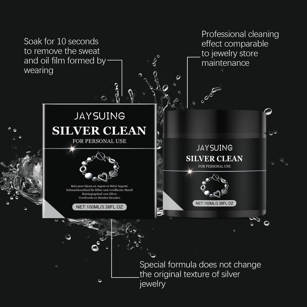 Jaysuing Silver Jewelry Cleaner 100ml, Tarnish Remover for Rings, Bracelets, Anti-Oxidation Jewelry Care Solution