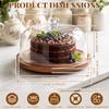12 In Wood Cake Stand With Acrylic Dome Lid Rotating Cake Plate With Cover Wooden Cake Display Stand For Baking Kitchen Utensils