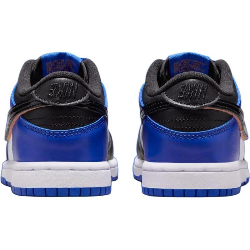 Nike Dunk Abrasion Resistant Low Top Kids' Skateboarding Shoes Black/White/Blue Children Aged 3 7 Years Old Sneakers HF0971-100