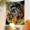 Bulldog with Hat and Roses Design Patterned Tapestry Home Decor, Suitable for Bedroom and Living Room, Gift