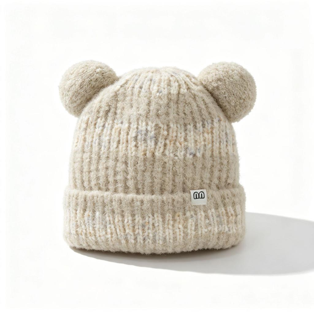 Cute Bear Ear Wool Hat, Windproof and Warm Hat In Autumn and Winter, Women's Soft Waxy Skin-friendly Age-reducing Knitted Hat