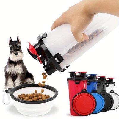 2 In 1 Pet Dog Feeder Drinking Folding Bowl Anti-spill Travel Cups Feeding Water Food Bottle Pets Dog Cat Feeder Outdoor Bottle