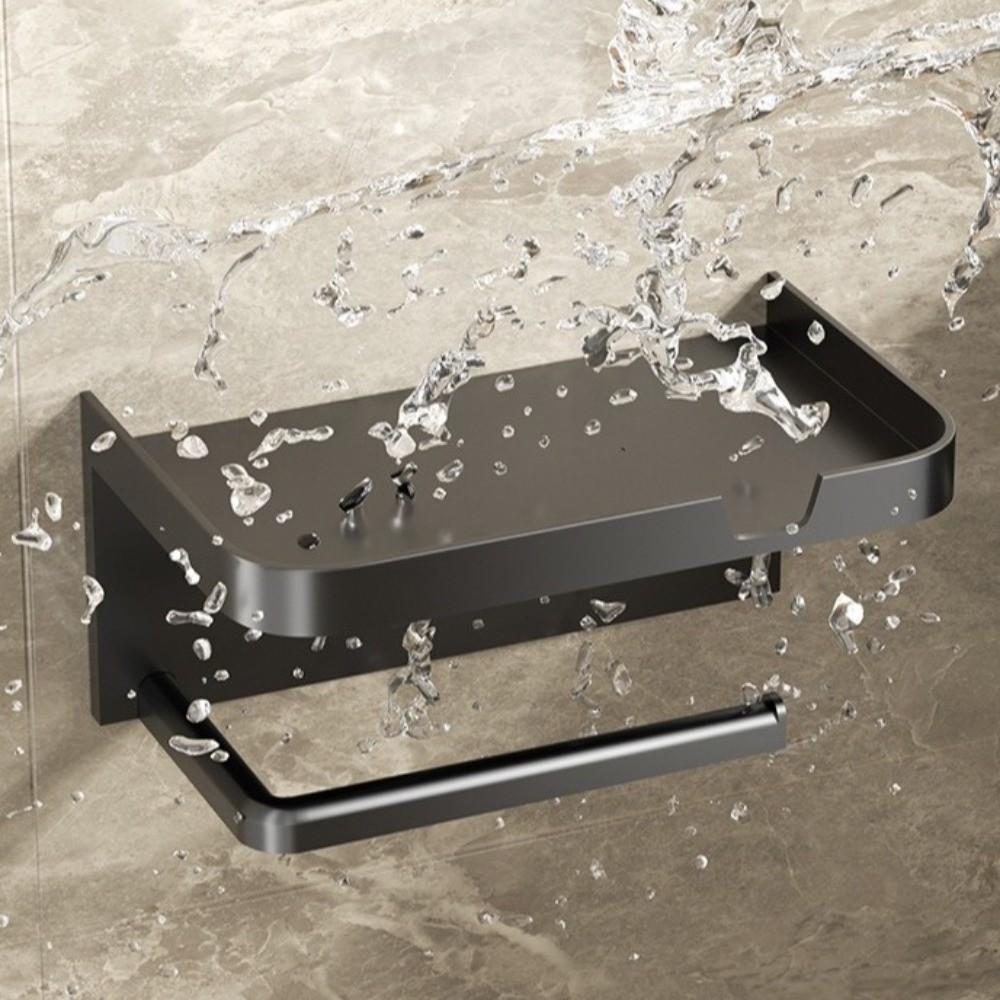 Wall Mounted No Drill Tissue Rack Space Saving Toilet Paper Box Storage Shelf  Kitchen