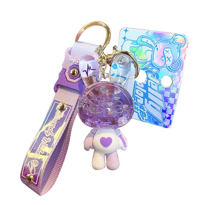 Heart Rabbit Oil Keychain Fashion Personality Cartoon Rabbit Keyring Girls Exquisite Bag Pendant