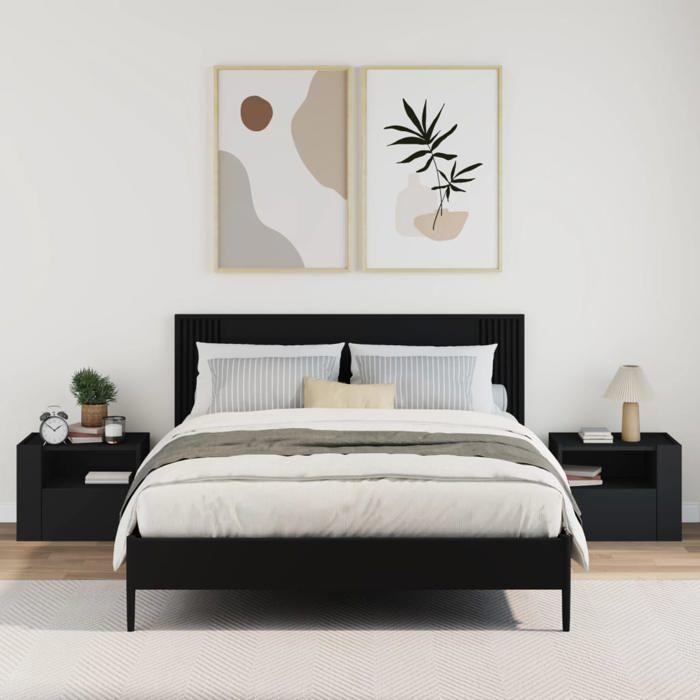 VidaXL Tables de chevet murales 2 pcs noir 45x30x35 cm 848314