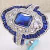 Exquisite Blue Rings Women Anniversary Evening Party Dazzling Zircon Silver Color Elegant Lady's Luxury Jewelry Gifts