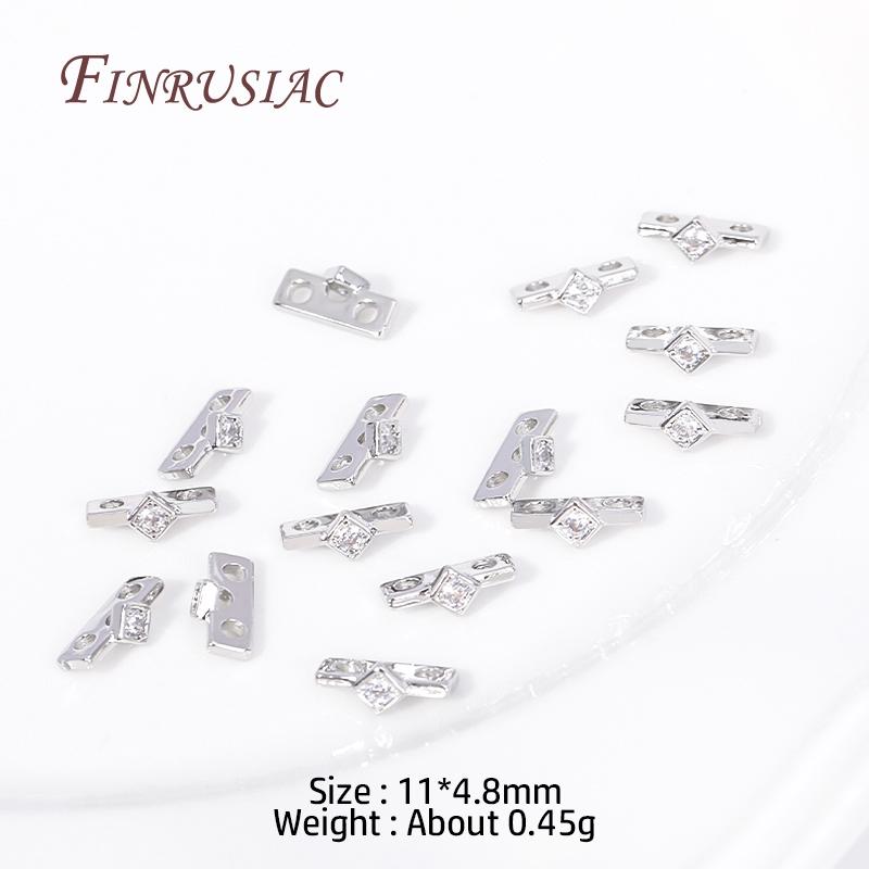 18K Gold Plated Multi-designs Zircon Flower Spacer Bars 2/3 Holes Separators for Strand Beads Jewelry Making Accessories