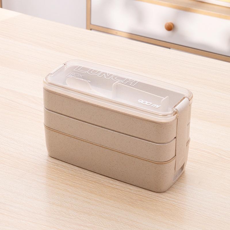 1PC Stroh Lunch Box Nette Mädchen Stil Grundschule Lunch Box Büro Arbeiter Drei Schicht Tragbare Set