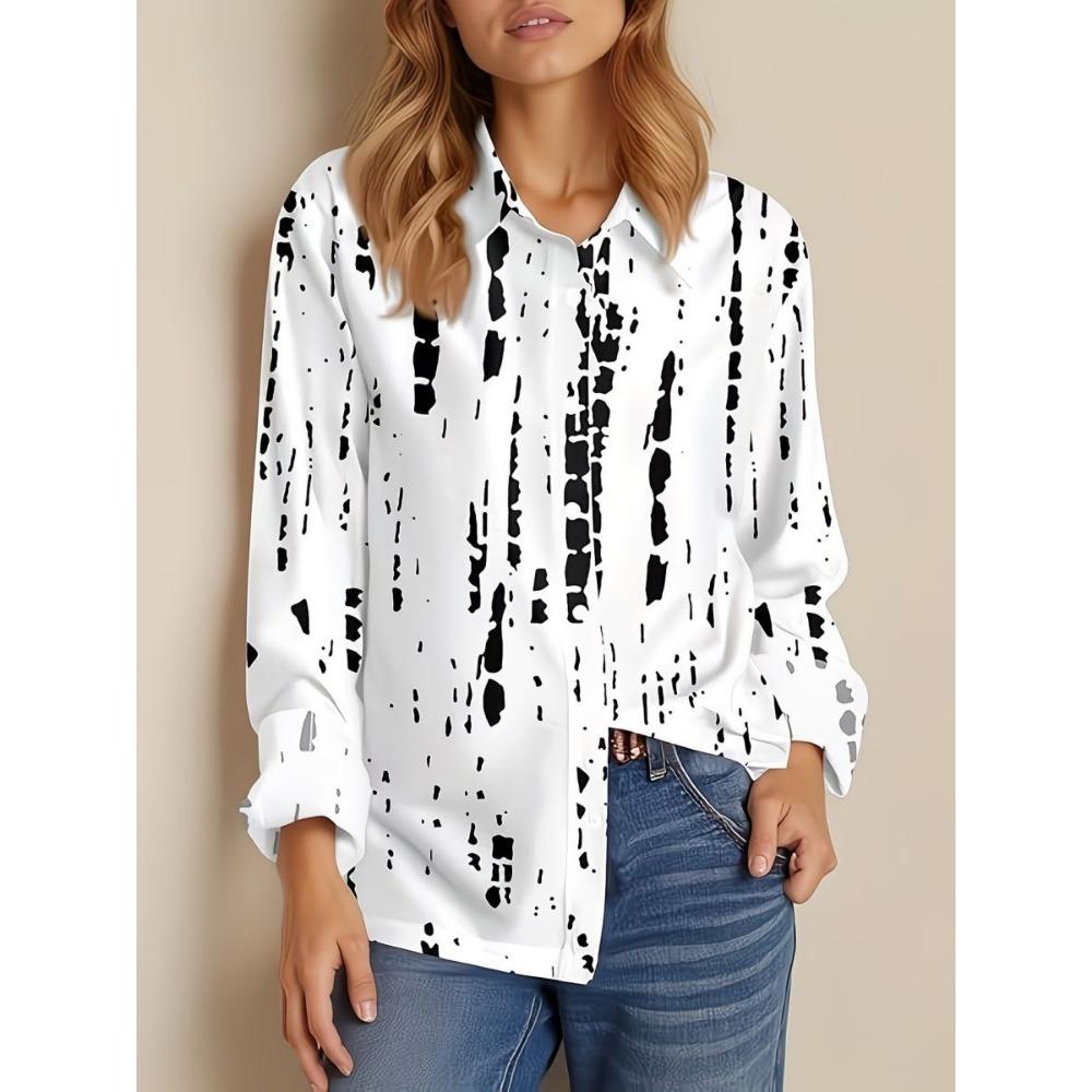 Summer Minimalist Shirt with Floral Digital Print Button Up Shirt Top for Women's Hawaiian Beach Vacation Casual Shirt